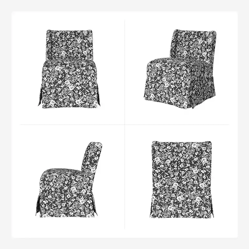 Falk Transitional Upholstered Slipper Chair with Slipcover and Solid Wood Legs Set of 2 by HULALA HOME