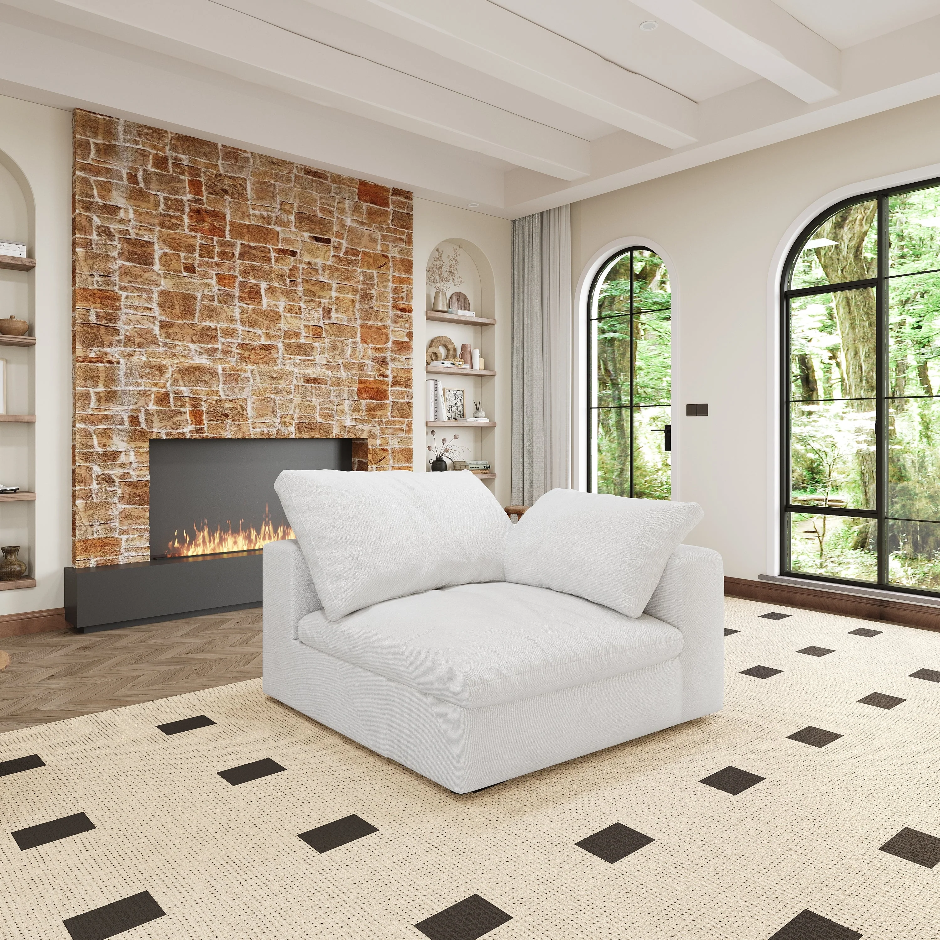 Walker Edison | Cloud Down Filled Comfort Modular Sectional Sofa Couch with Storage Ottoman