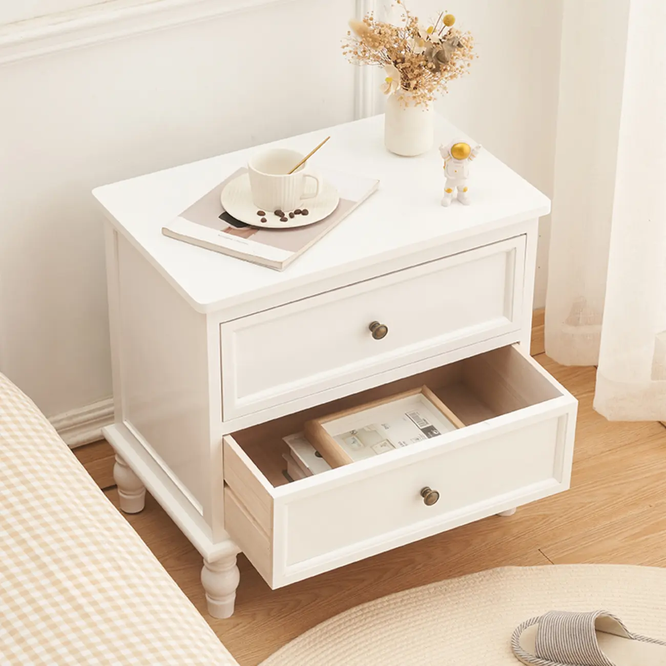 Classic Pure White Wood 3-Drawer Nightstand