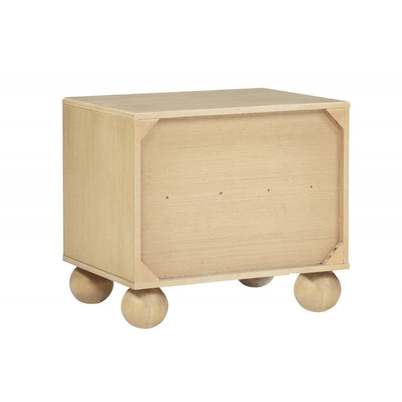 Modern Minimalist Bedroom 2 Drawer Nightstand with Fluted Panels and Rounded Legs