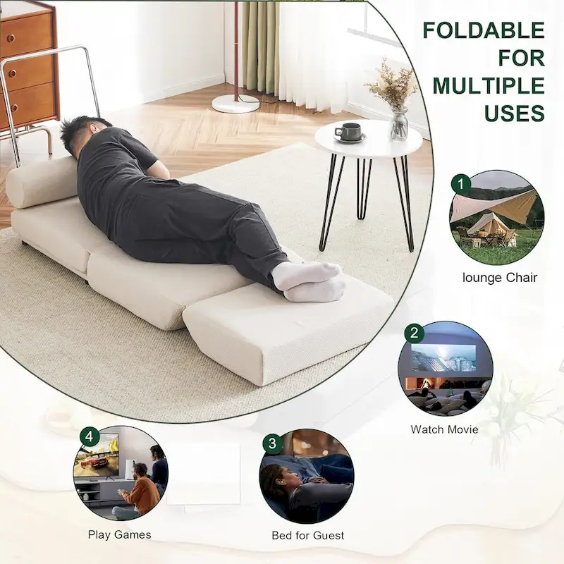 Single Sofa Chair Foldable Single Sofa Bed with Pillow