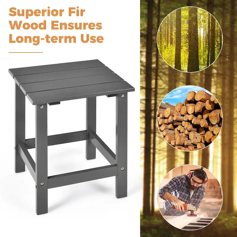 Costway Patio 15 End Side Coffee Table Square Wooden Slat Garden Deck - See details