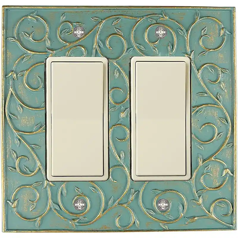 Meriville French Scroll 2 Rocker Wallplate, Double Switch Electrical Cover Plate