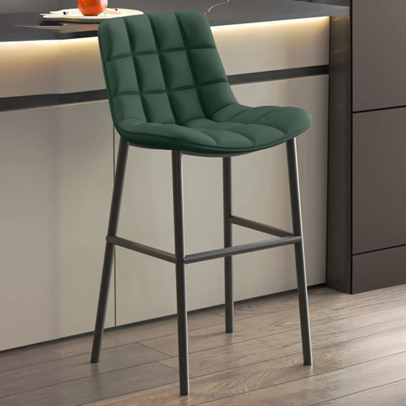 Concave Modern Low Back Leather Counter Bar Stools