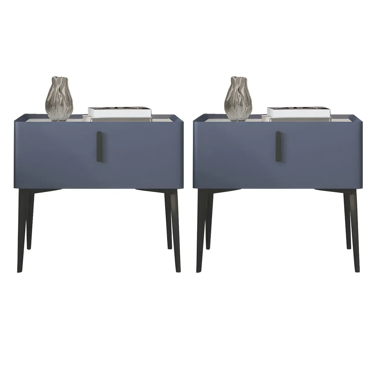 Trendy Narrow Cubic Wooden Nightstand with Legs