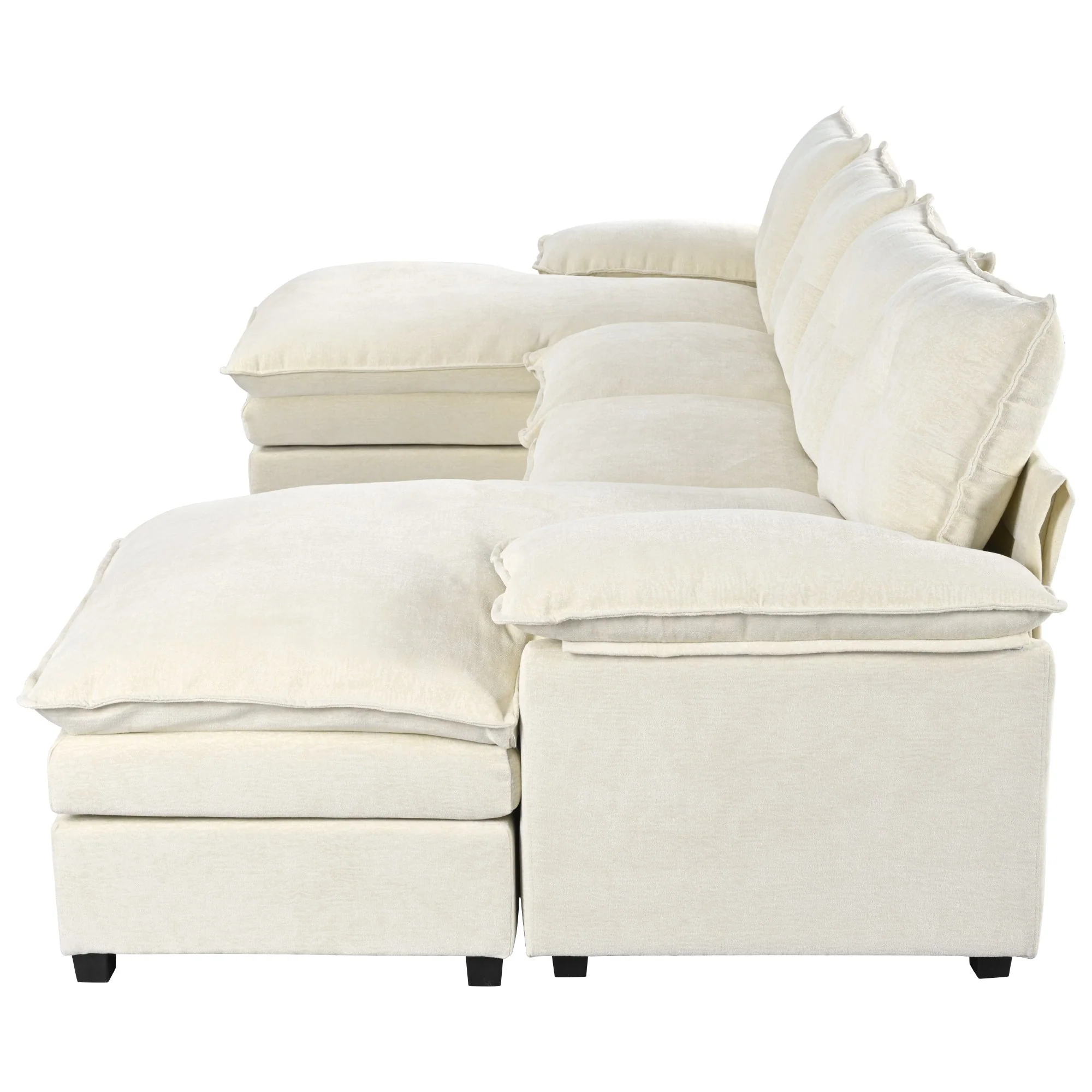 Walker Edison | Chenille Sectional Sofa with Adjustable Armrest Pillows