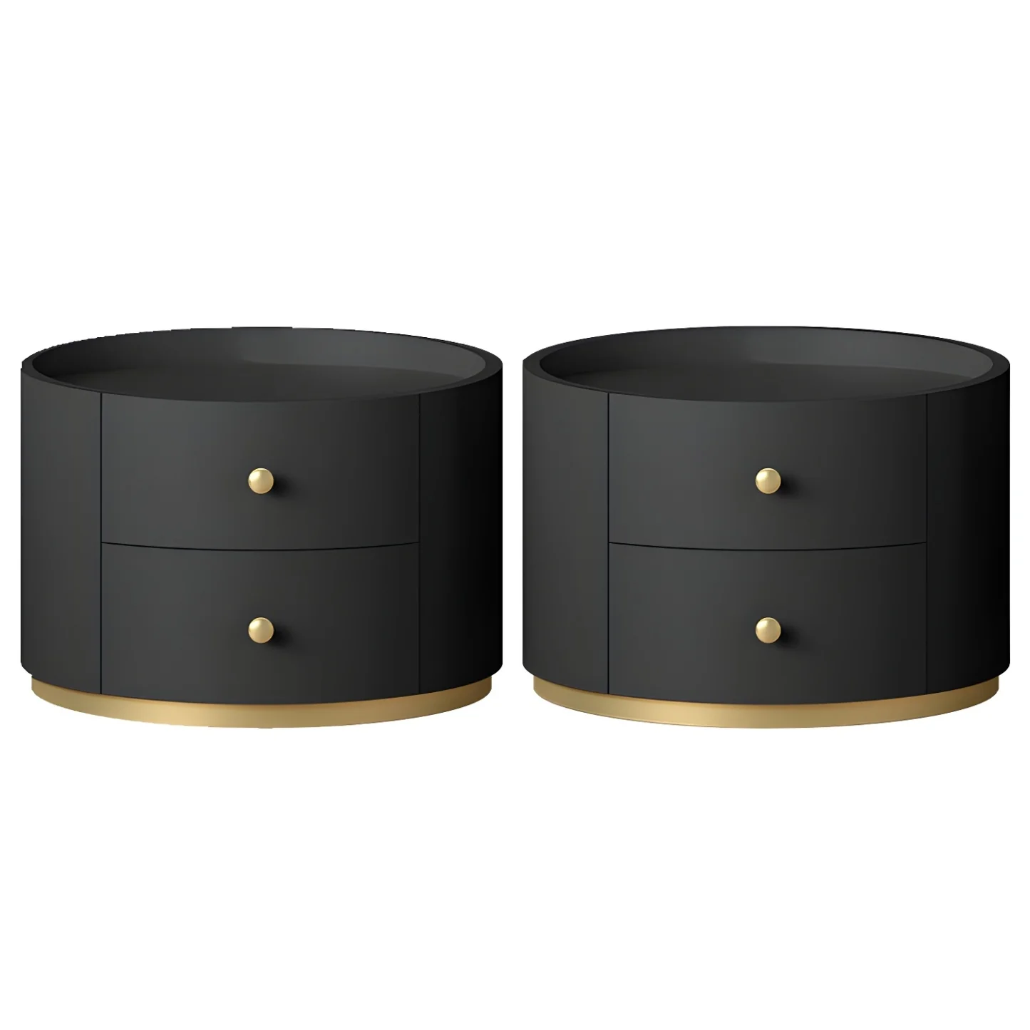 Glam Manufactured Wood Round 2-Drawer Nightstand