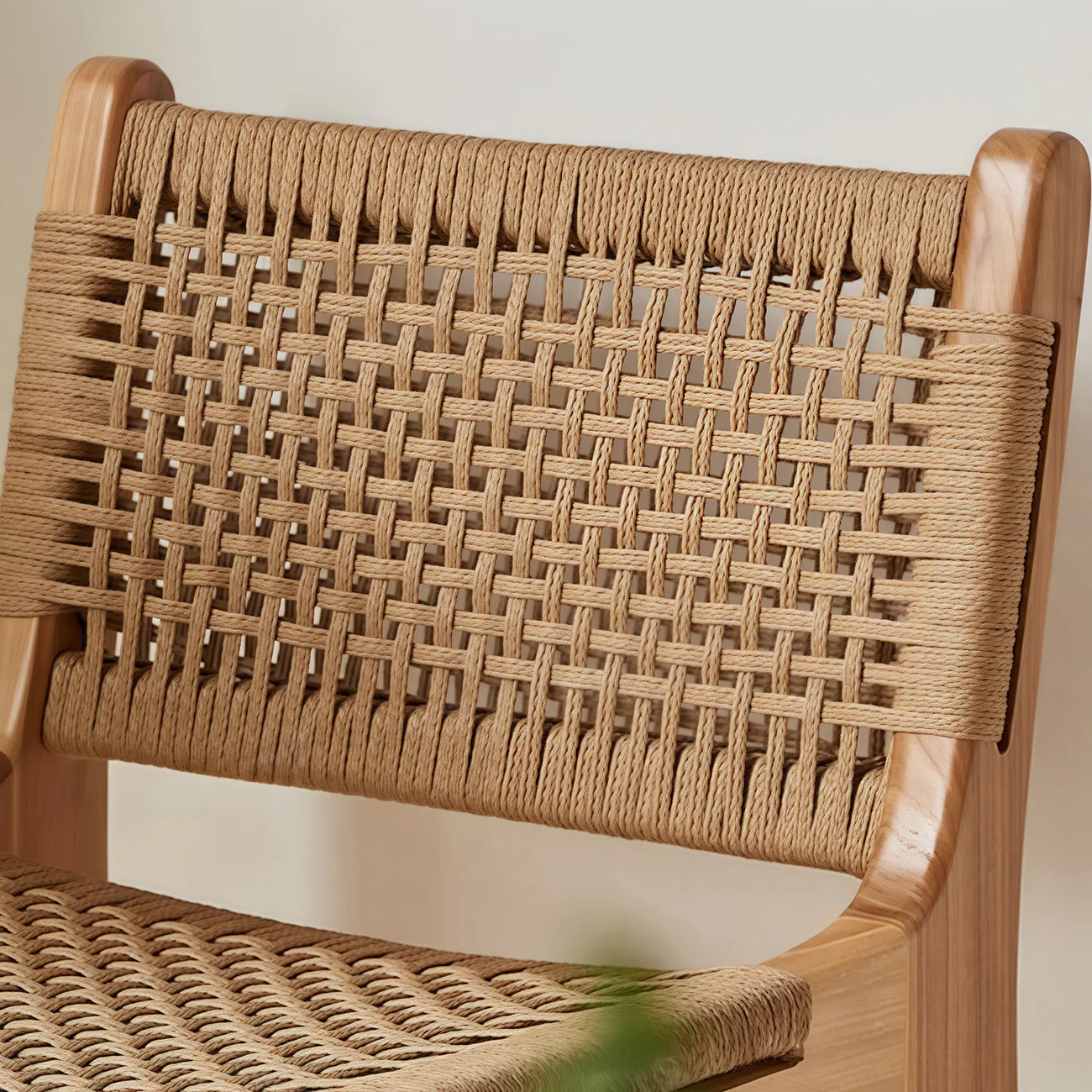 Scandinavian Wooden Ratten Bar Stool