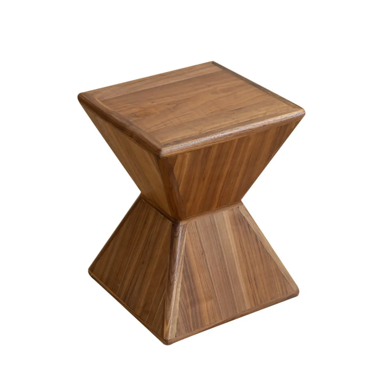 Small Art Deco Geometric Wood Side Table for Living Room