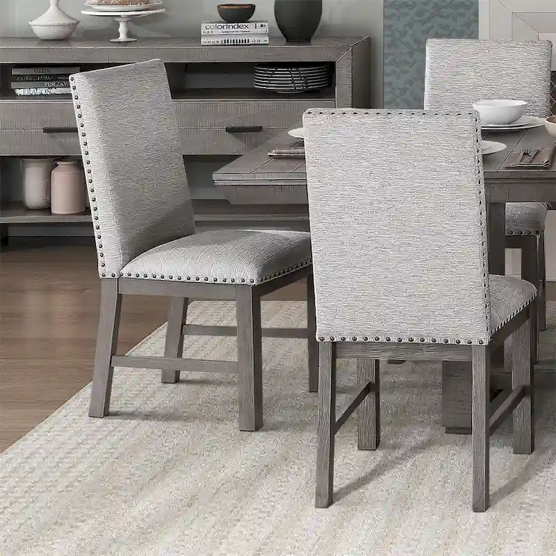 9 PCS Dining Set w/ Extension Leaf Table and 8 Upholstered Chairs