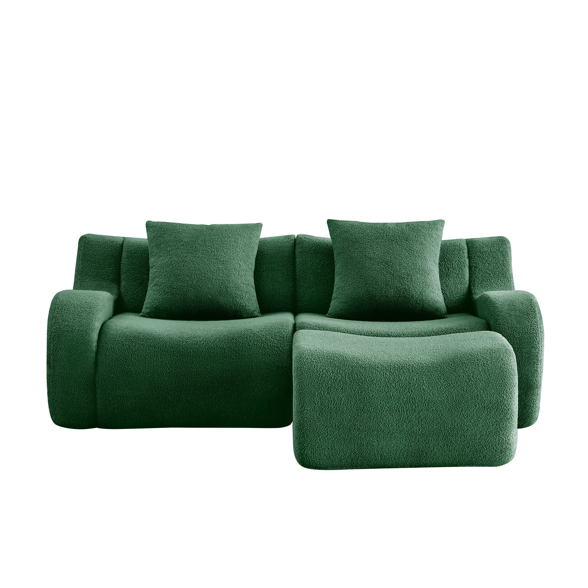 Curved Ergonomic Design L-Shaped Teddy Loveseat Sofa