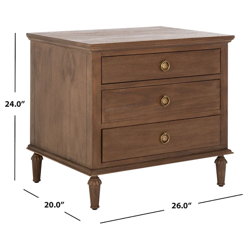 SAFAVIEH Couture Firyal 3-Drawer Wood Nightstand