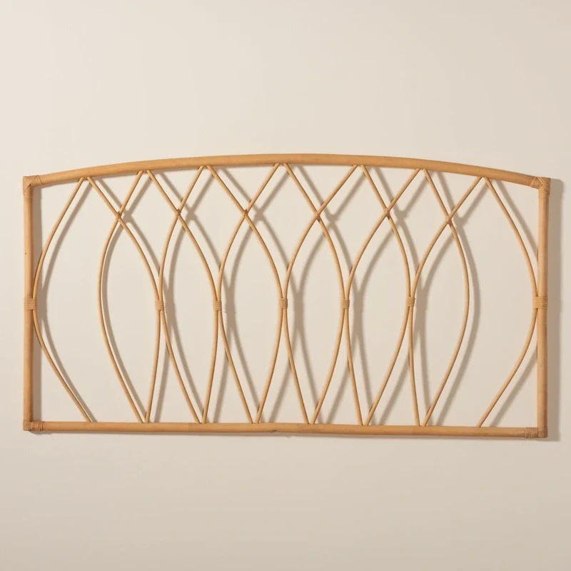 Halia Modern Bohemian Natural Rattan Wall-mountable Headboard-Queen