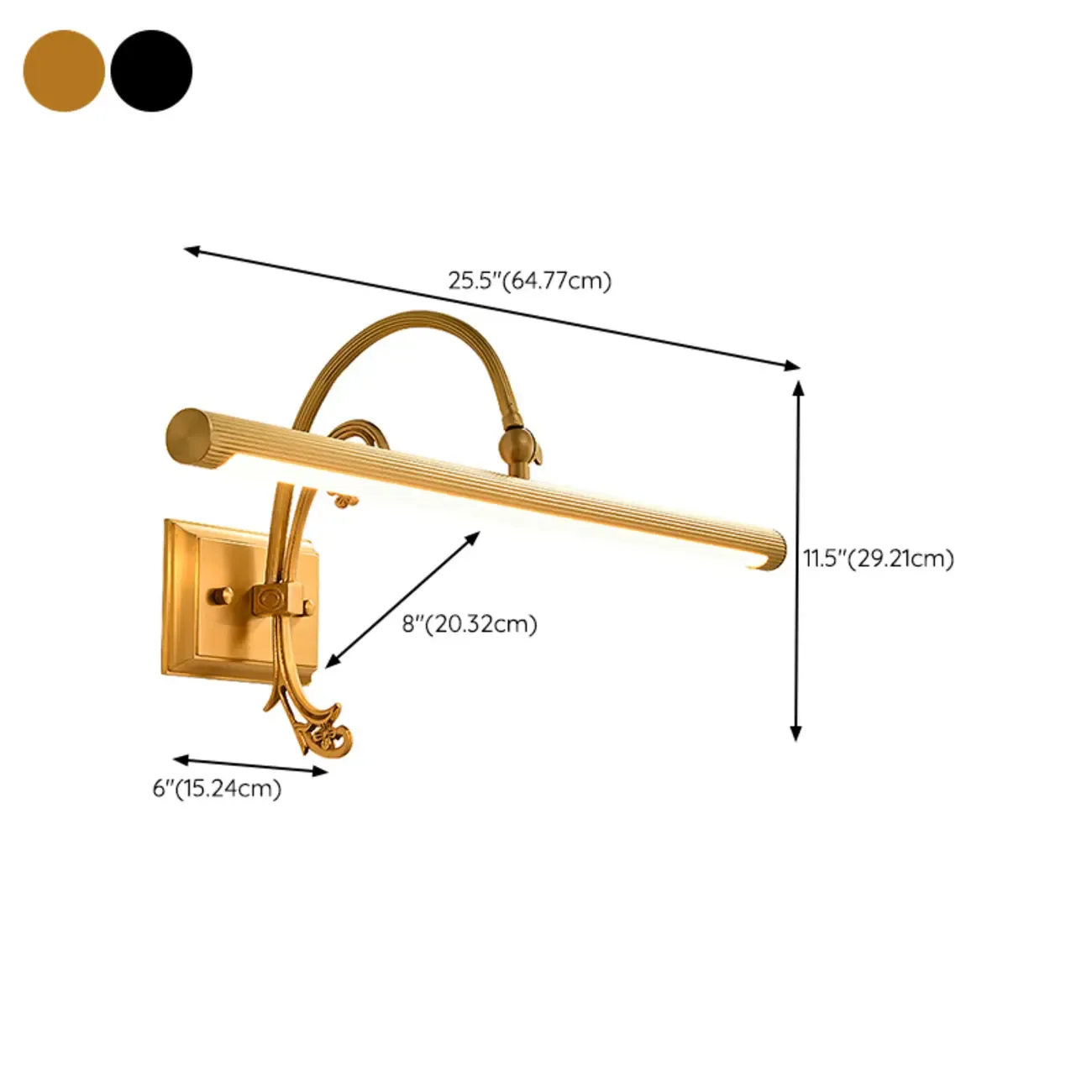 Arched Retro Copper LED Linear Wall Lamp