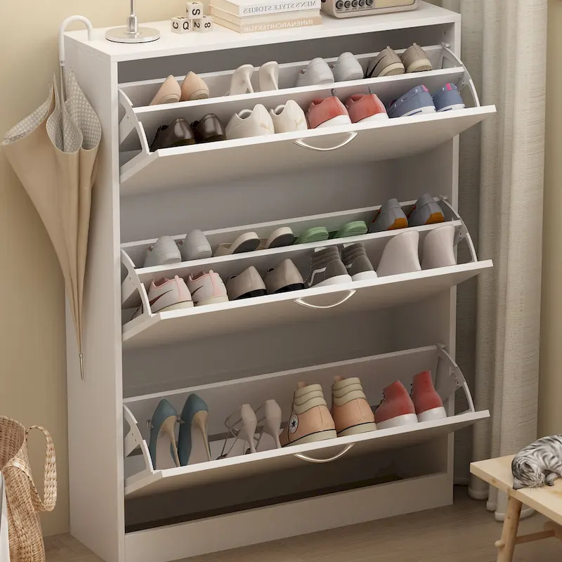 Shoe Cabinet for Entryway White Narrow Shoe Storage Cabinet Flip Down