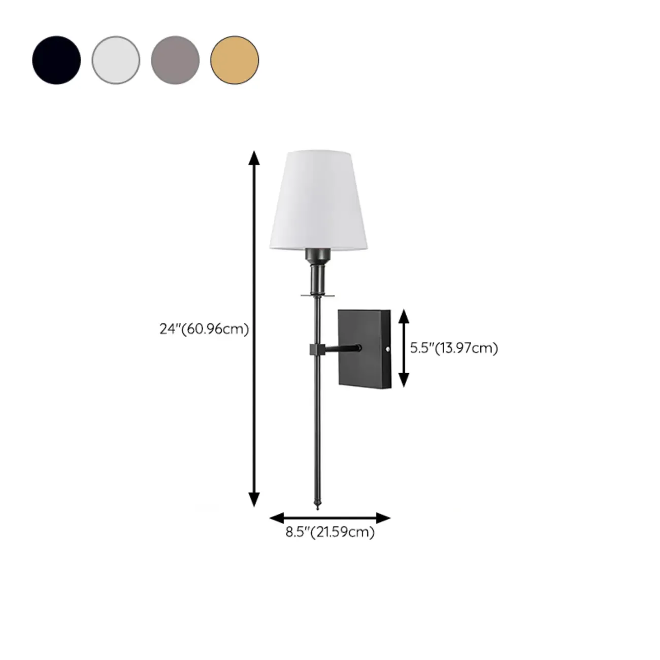 Modern Metal Fixture Fabric Shade Wall Sconce