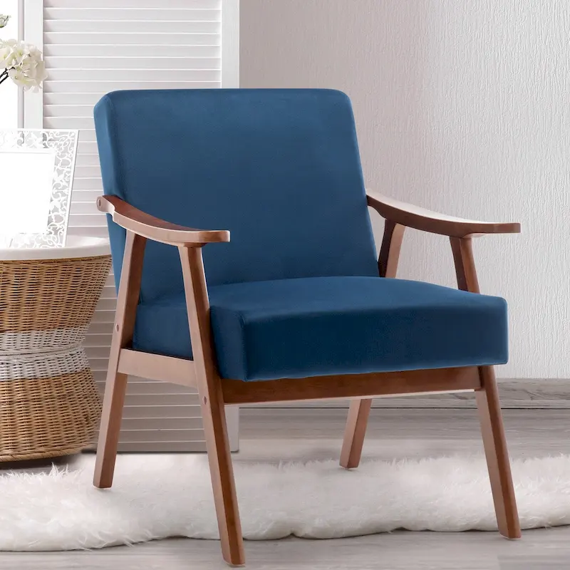 Mid-Century Modern Chair, Living Room Chair with Solid Wood Frame