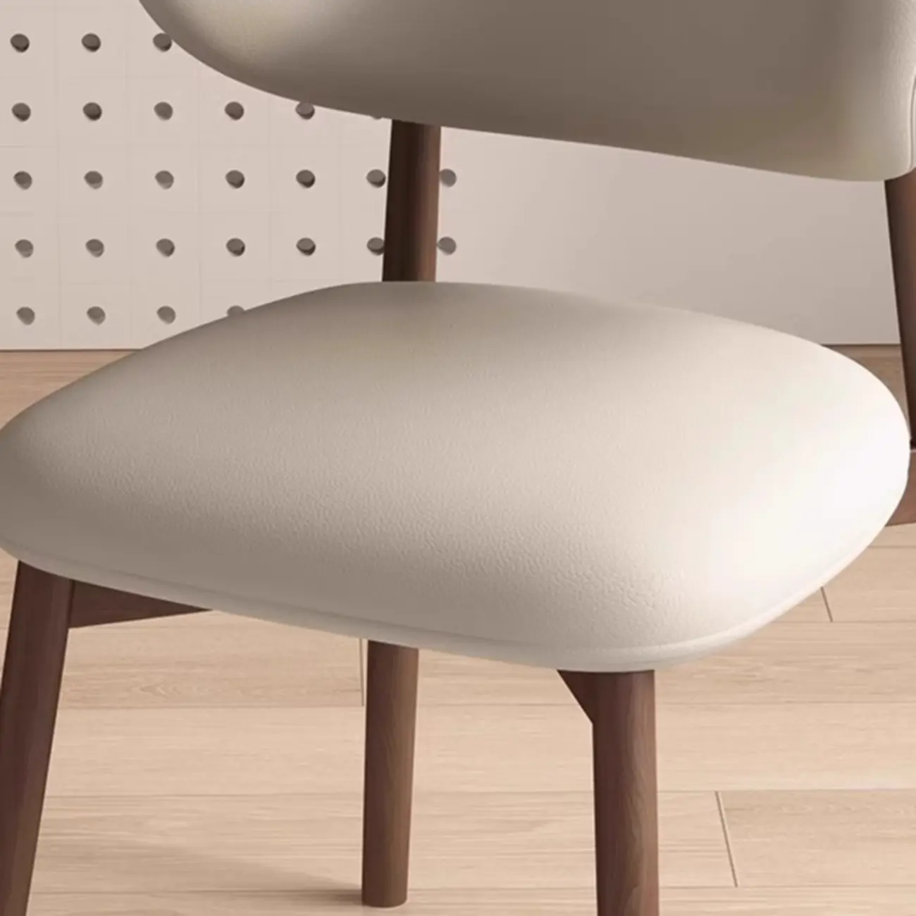 Modern Leather Wood Dining Chair Set of 2