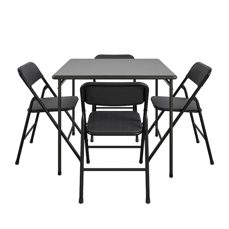 COSCO 5-Piece Folding Vinyl Table and Fabric Chair Set - 5 piece