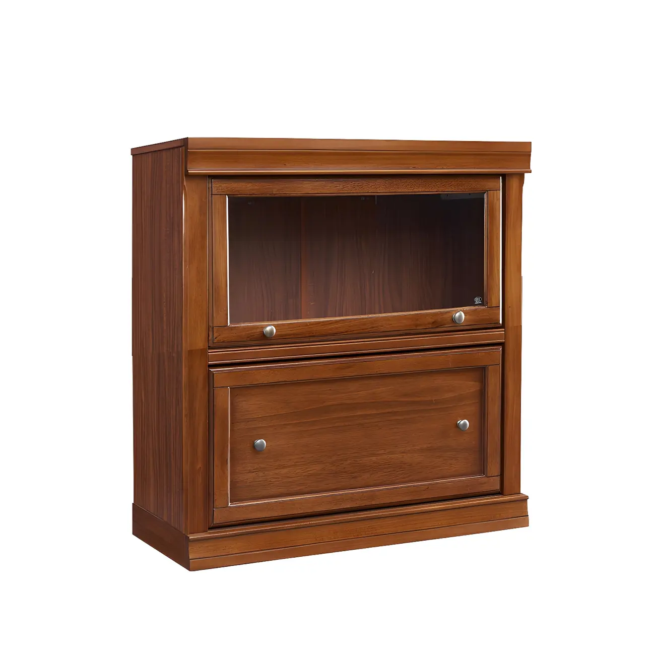 Espresso Wooden Office Bookcase With Glass Doors