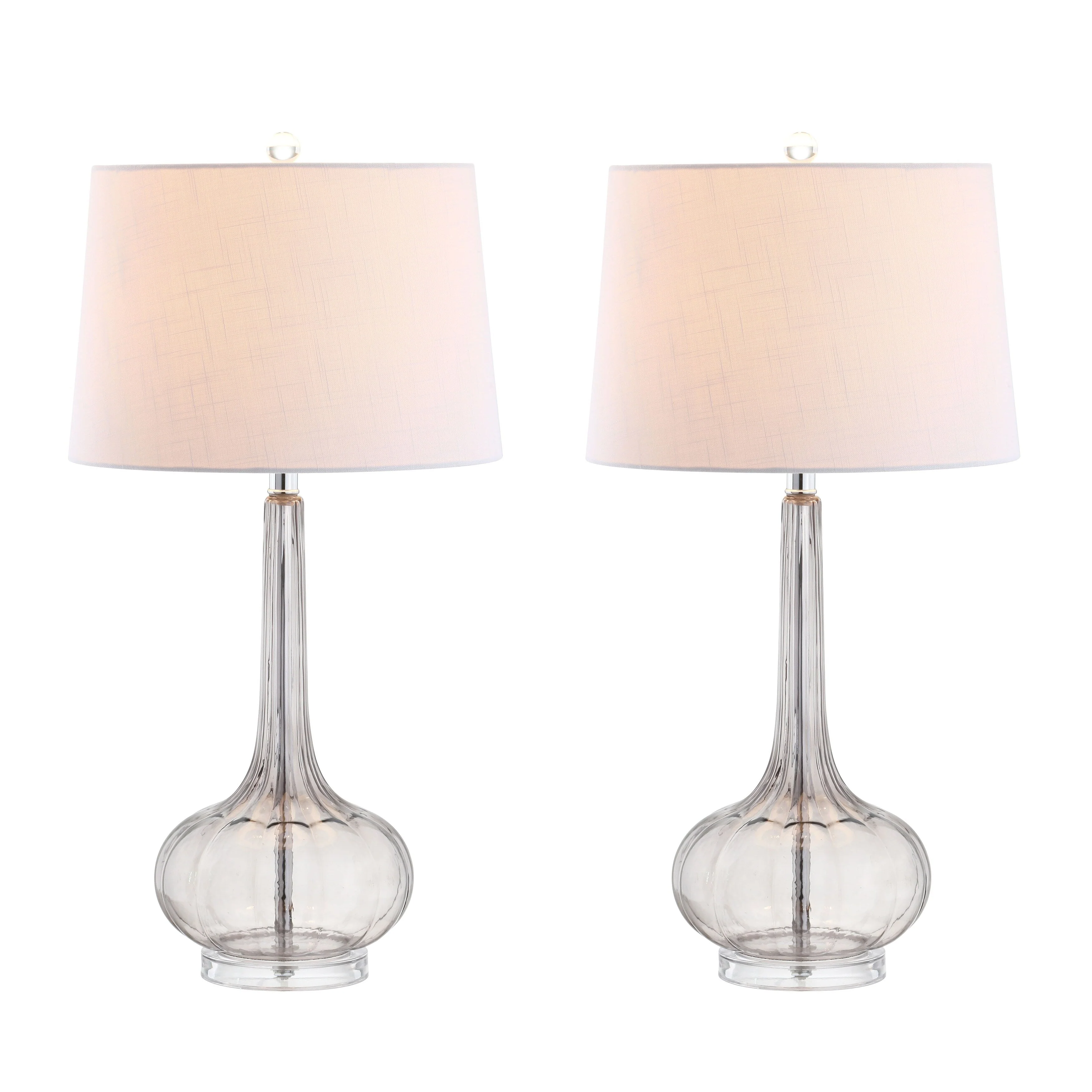 Diamante 28.5 Glass Teardrop LED Table Lamp, Pink (Set of 2) by JONATHAN Y