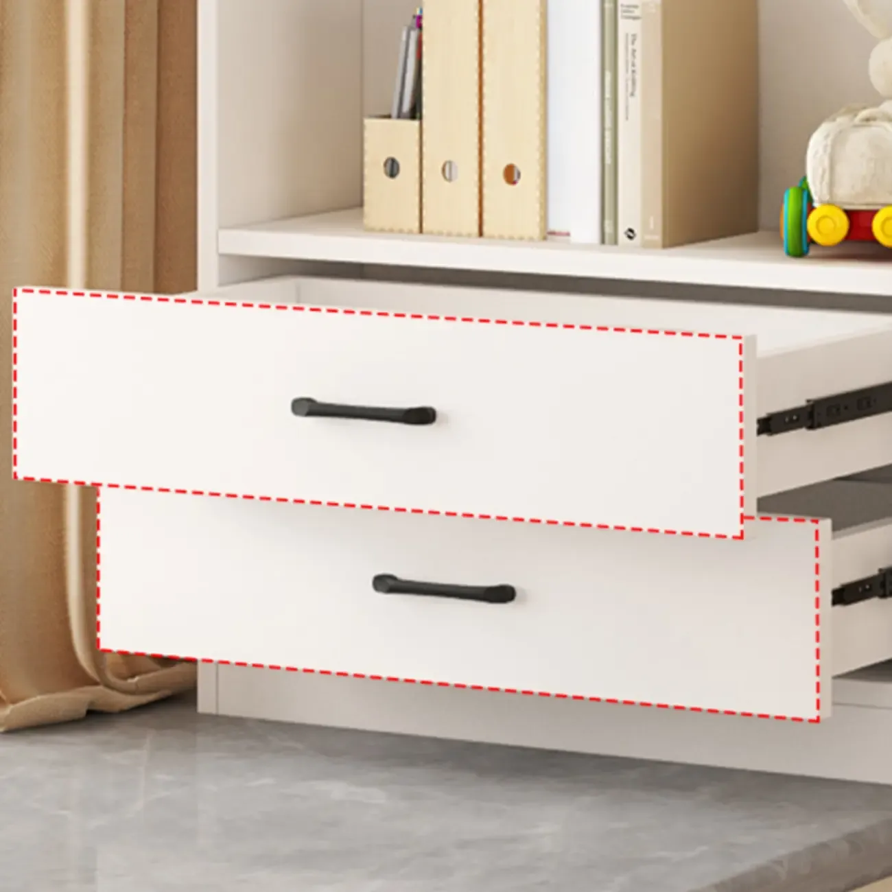 Spacious Vertical White 2-Shelf Wood Bookcase