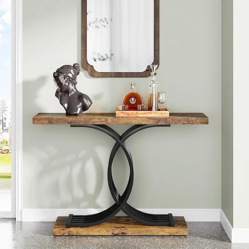 Console Table, Entryway Table with Geometric Legs, Sofa Table - 11.81  D x 39.37  W x 31.49  H
