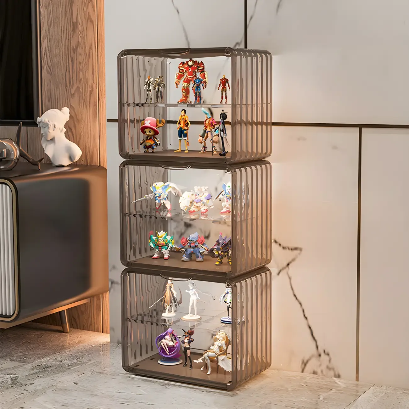 Stylish Stackable Green Clear Acrylic Display Cabinet