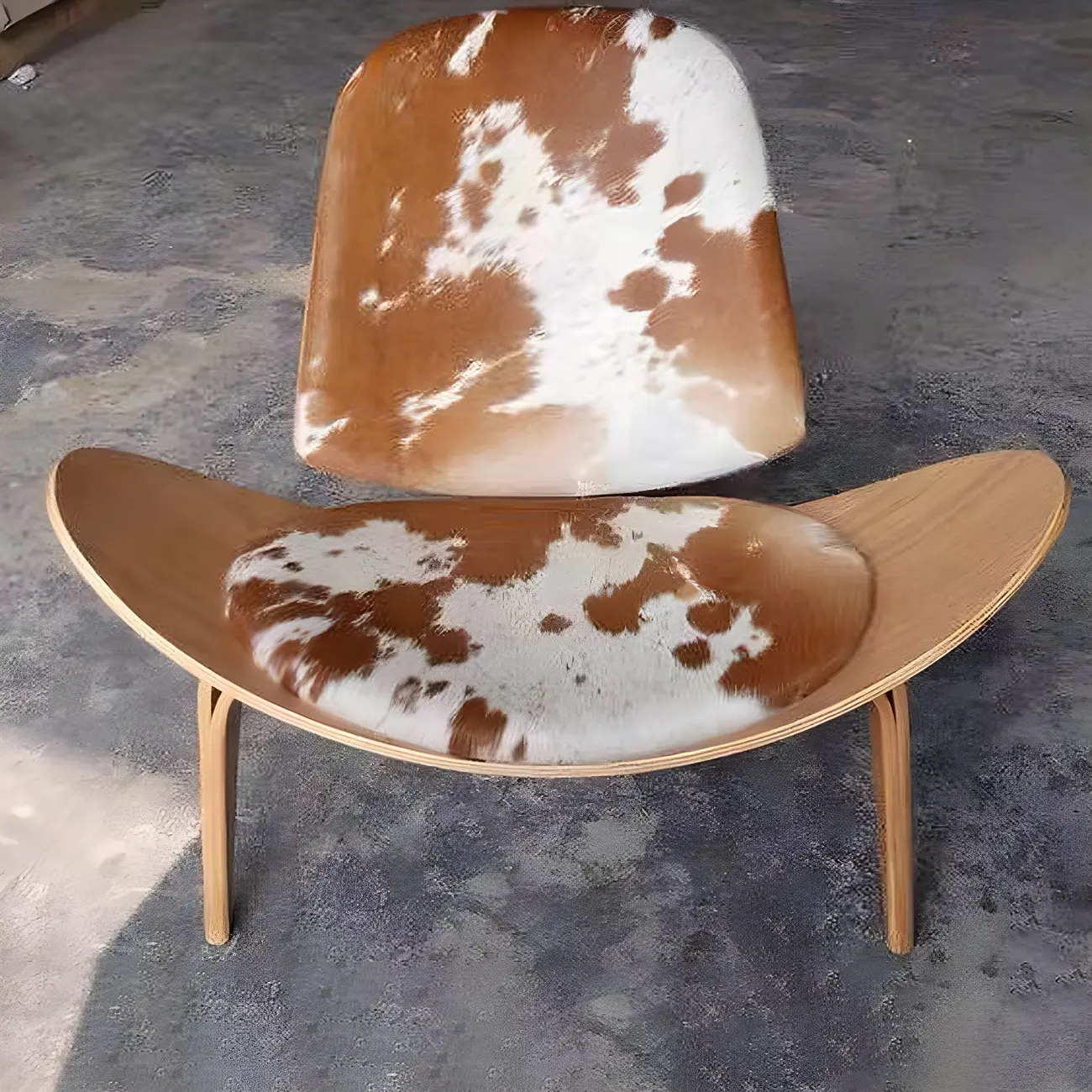 Scandinavian Leather/Linen Accent Chair with Wood Frame