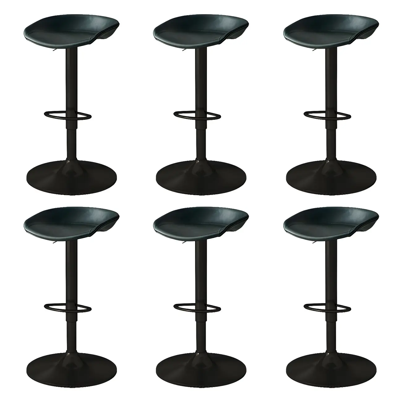 Modern Leather Black Pedestal Swivel Adjustable Bar Stool