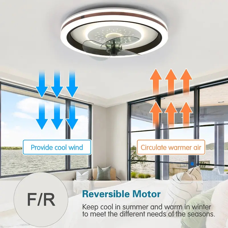 Cusp Barn 19-inch Modern Low Profile Smart Ceiling Fan with Lights and APP Remote Control Flush Mount Dimmable LED Ceiling Light