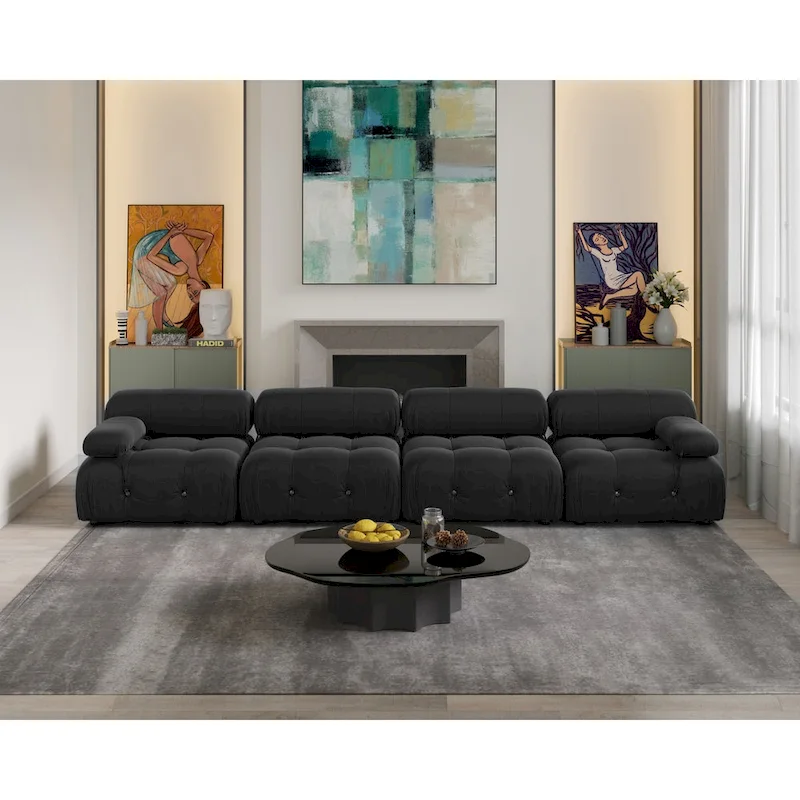 138 Convertible Modular Sectional Sofa, Luxury Modern 4-Seat Wide Couch Sectional for Living Room Bedroom Office Apartment