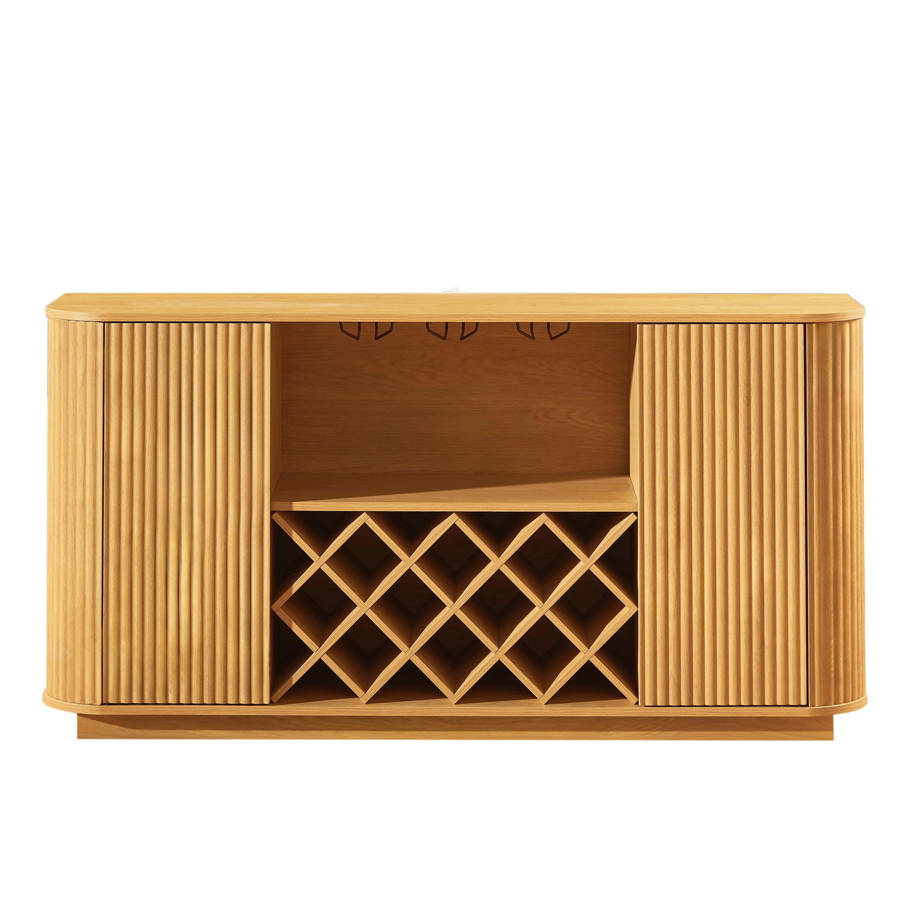Modern Fluted Curve 58' Wine Rack Bar Cabinet / Sideboard
