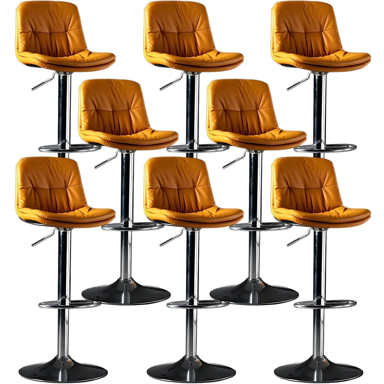Adjustable Leather Low Back Swivel Bar Stool