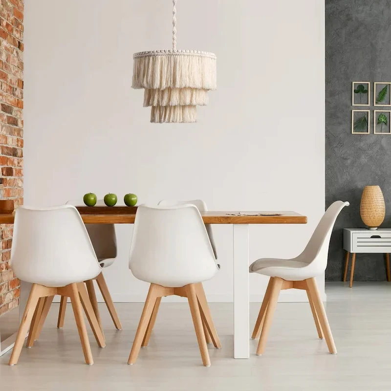 Bohemia Beige 1-Light Cotton Tassel Handmade Design 15.74 Inches Wide Boho Chandelier