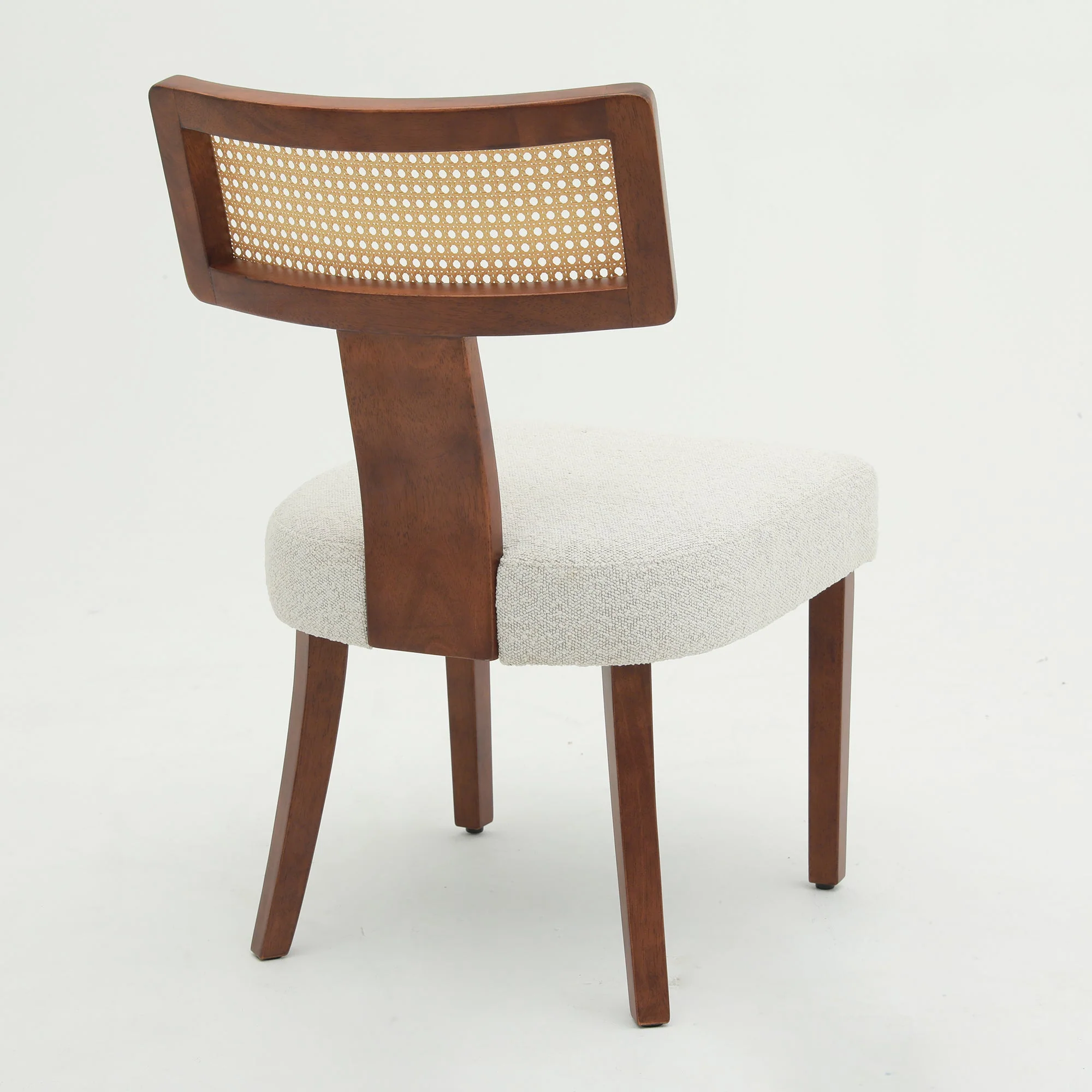 Wood and Rattan Mid Century Modern Dining Chairs Set of 2