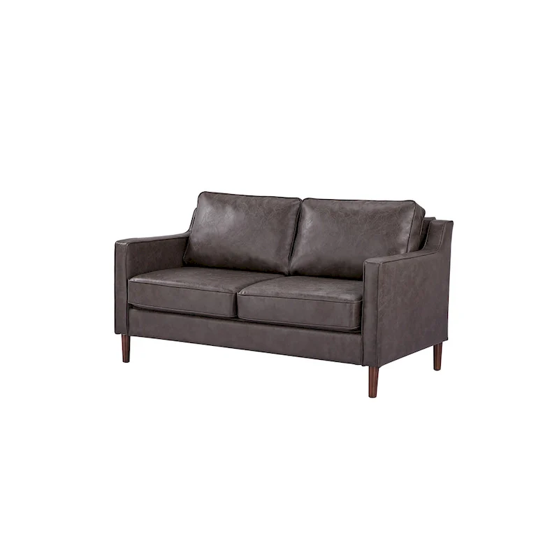 Sedona Modern Loveseat Sofa, Faux Linen / Vegan Leather Couch - N/A