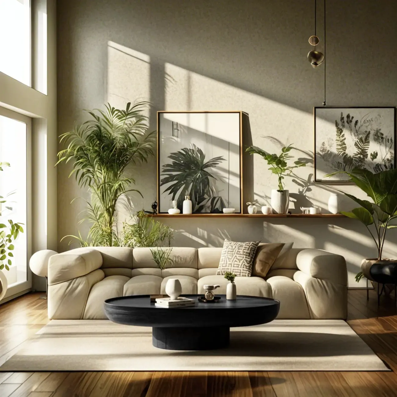 Modern Black Round Fiberglass Coffee Table with Tray Top