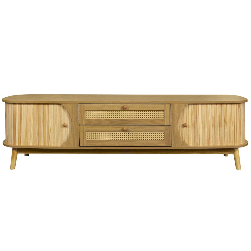Modern Farmhouse Rattan TV Stand