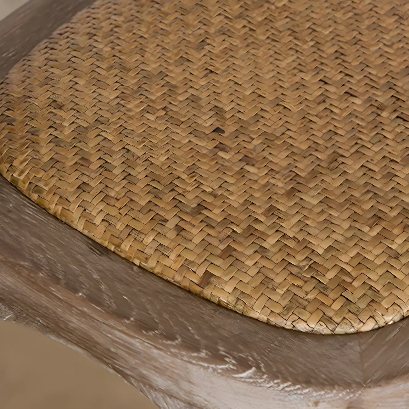 Rustic Solid Wood Wicker Cross Back Bar Stool in Brown/ Grey