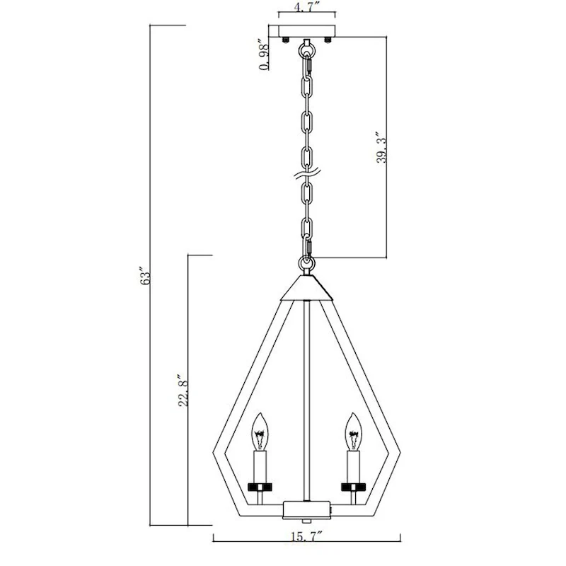 Cydney 16 Inch Geometric Shape Wood Grain Finish Pendant 6 Light