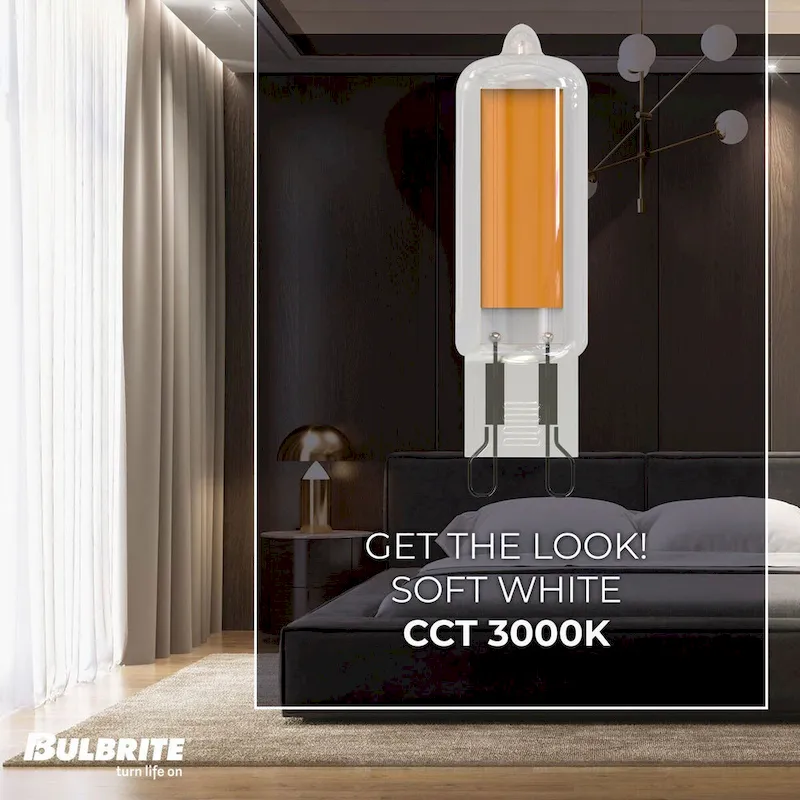 Bulbrite LED Filament Pack of (4) 4.5 Watt Mini T5 Light Bulbs with Clear Finish and Bi-Pin (G9) Base - Soft White Light