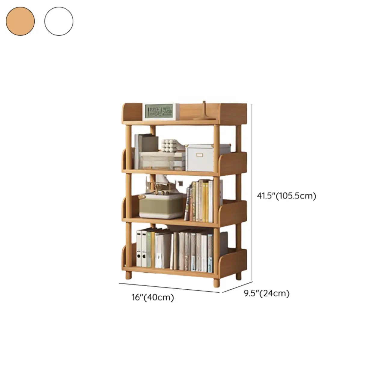 Vertical Natural Multi-Shelf Open Back Wood Bookcase