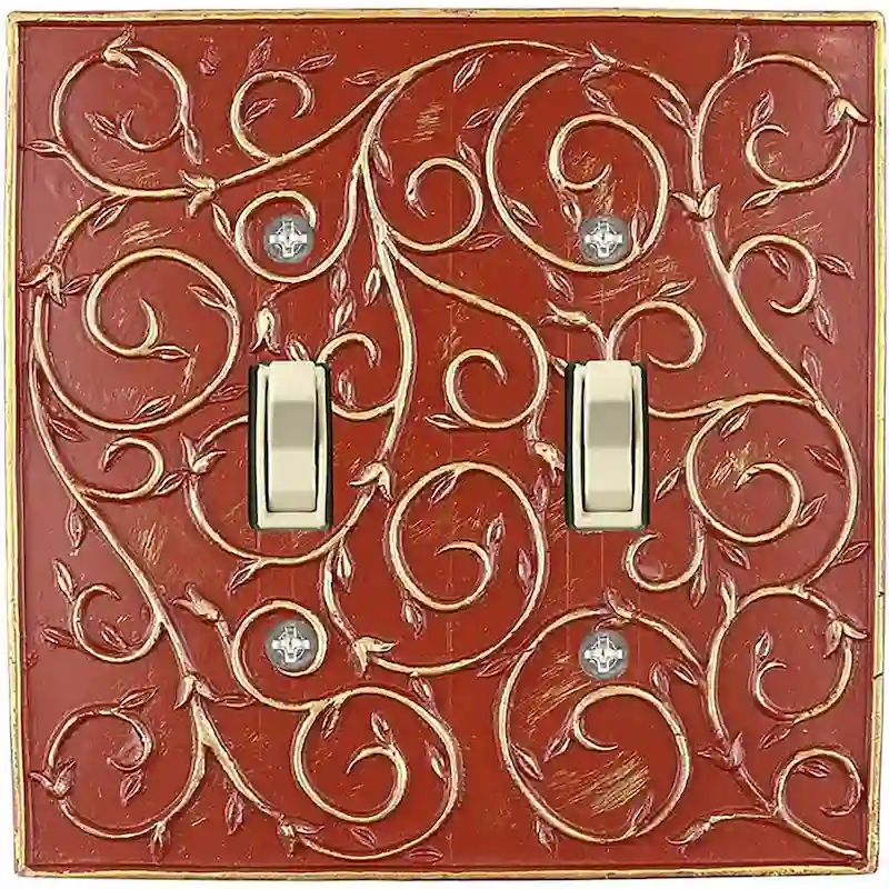 Meriville French Scroll 2 Toggle Wallplate, Double Switch Electrical Cover Plate