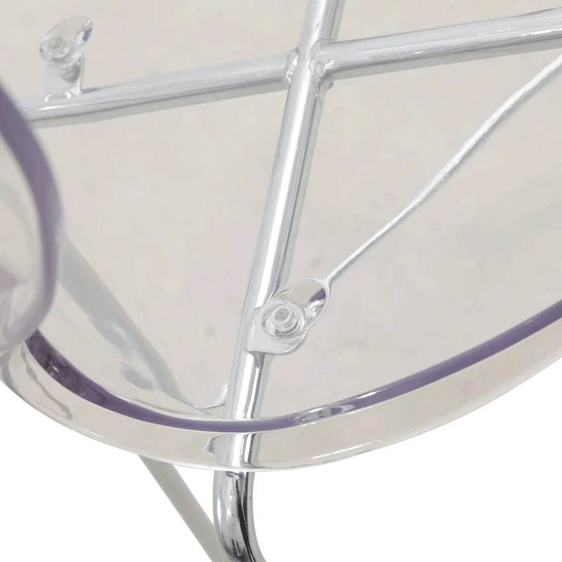 Acrylic Barstool with Steel Frame in Chrome Finish Oyster Series Set of 2