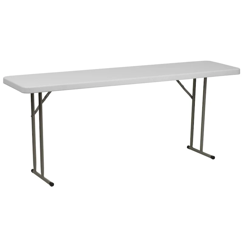 6-Foot Rectangular Granite White Plastic Folding Training Table