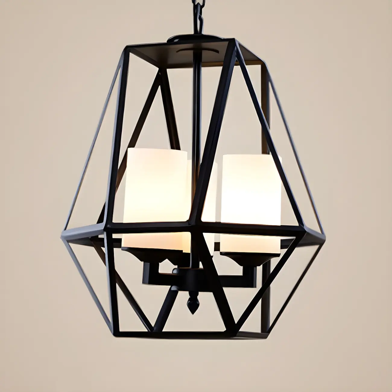 Black Geometric Iron Frame Modern Chandelier