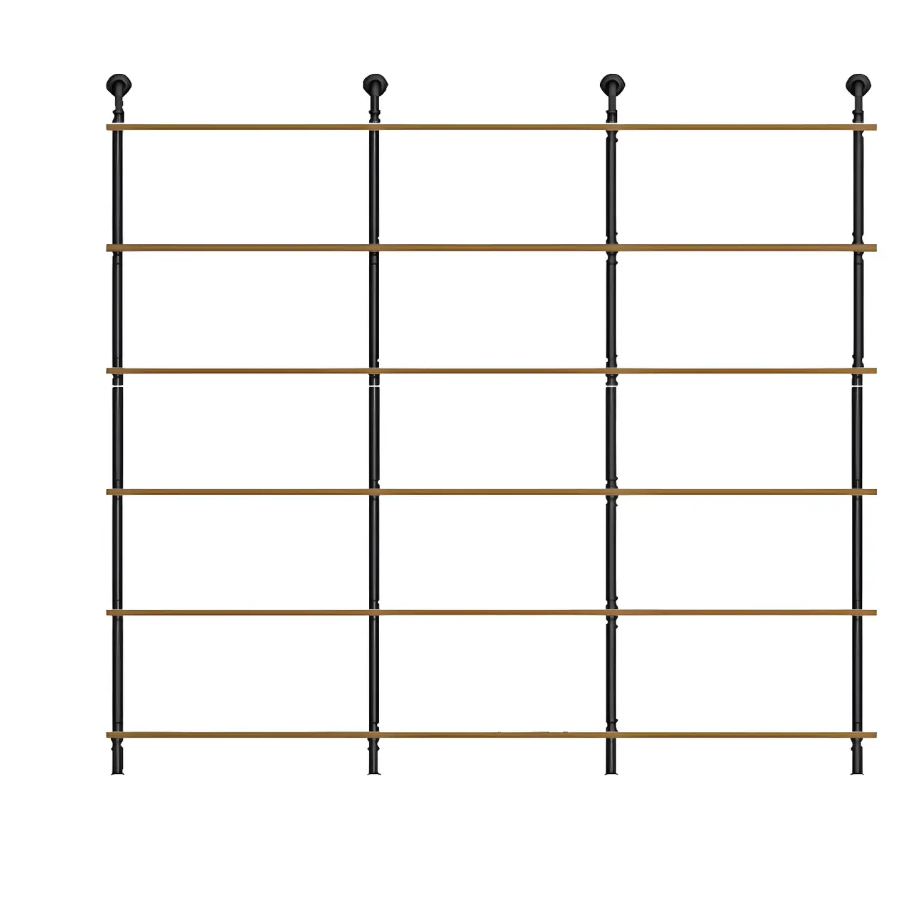 Industrial Black Wood Wall-Mounted Bookcase