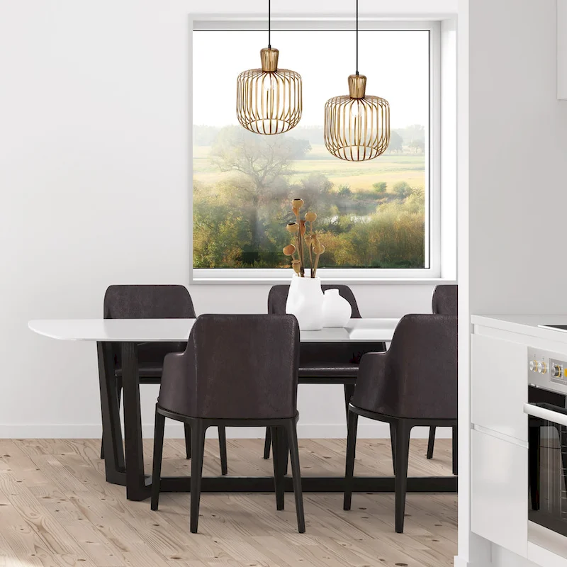 Charissa River of Goods Antique Brass-Painted Metal 11.75-Inch Pendant Light with Cage Globe Shade - 11.75  x 11.75  x 16/75