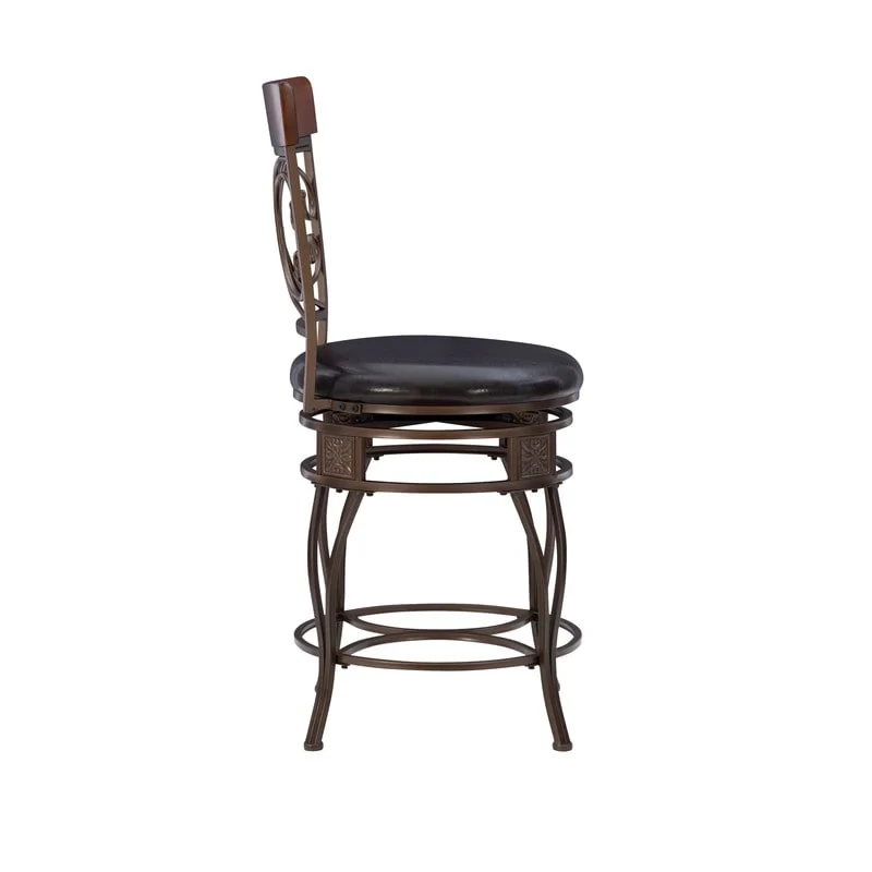 Onyx Big & Tall 360 Swivel Metal and Wood Scroll Counter Stool